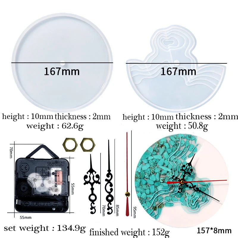 Round Sea Island Clock Silicone Mold - Epoxy Resin Mold