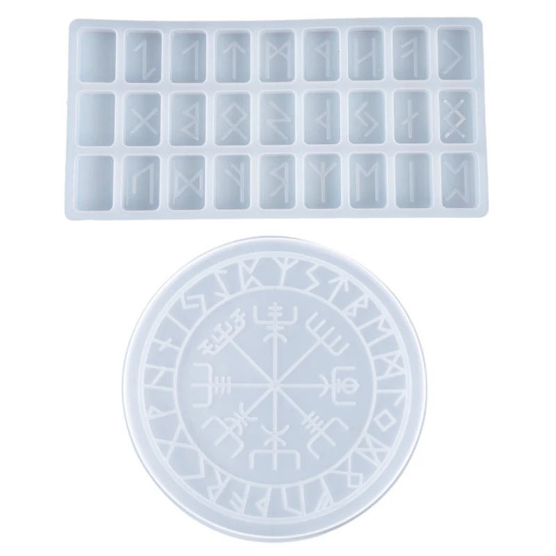 DIY Rune Symbol Crystal Epoxy Resin Mold Circle Divination Board Silicone Mould