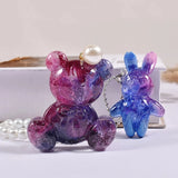 3D Rabbit Bows Bear Crystal Epoxy Resin Keychain Pendant Mold