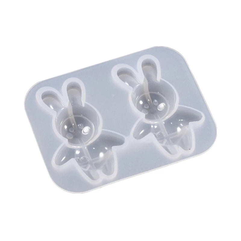 3D Rabbit Bows Bear Crystal Epoxy Resin Keychain Pendant Mold