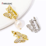 18K Plated Brass Zircon Butterfly Earring Hooks for Wedding Earrings