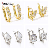 18K Plated Brass Zircon Butterfly Earring Hooks for Wedding Earrings