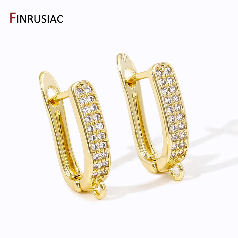 18K Plated Brass Zircon Butterfly Earring Hooks for Wedding Earrings