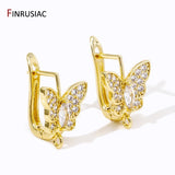 18K Plated Brass Zircon Butterfly Earring Hooks for Wedding Earrings