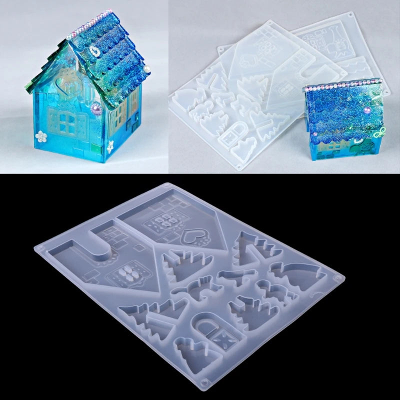 Silicone Christmas House Castle Mold Epoxy Resin Jewelry Making Set