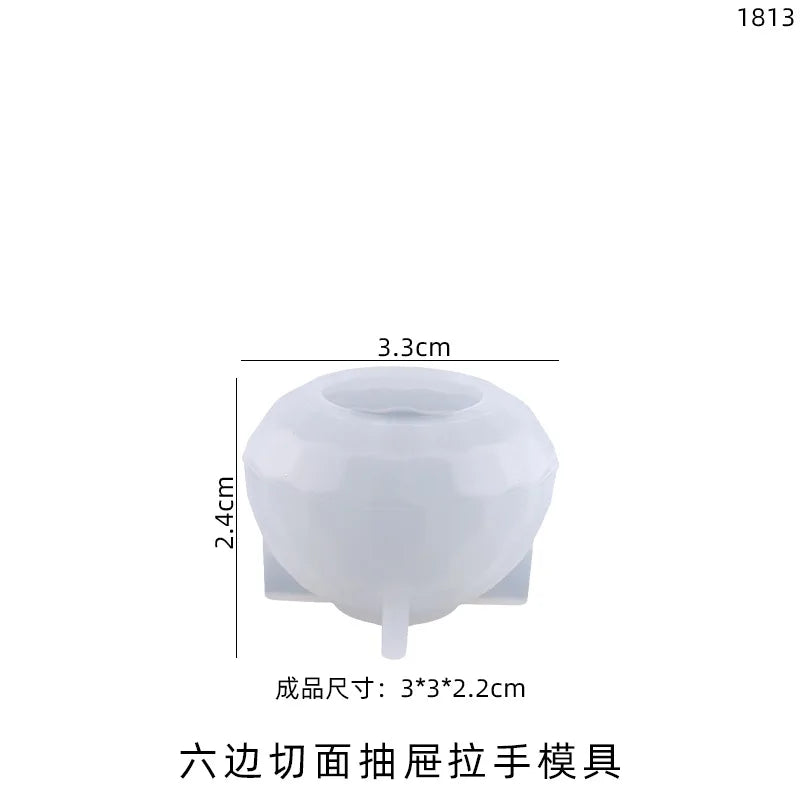 DIY Silicone Epoxy Resin Mold Face Polygon Drawer Handle Accessories
