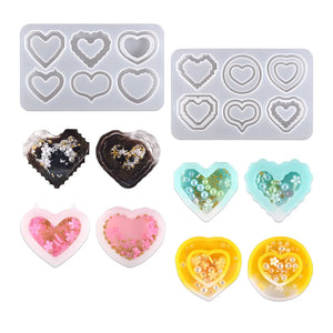 DIY Silicone Epoxy Resin Mold Heart Pixel Quicksand Mould Pendant Key Chain