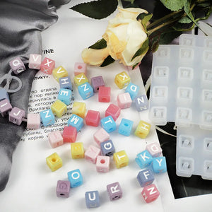 DIY Silicone Epoxy Resin Mould Digital Square Beaded Letter Bracelet