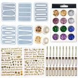 DIY Silicone Hairpin Barrette Resin Mold Kit Foil Hair Clip Sticker
