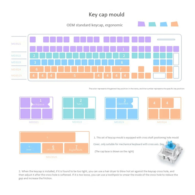 Silicone Keycaps Resin Mold for Mechanical Keyboard DIY Crafts