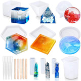 20Pcs DIY Silicone Resin Molds Sphere Cube Pyramid Coaster Tube Pendant Epoxy