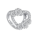 925 Sterling Silver Love Dangle Charm Crystal Heart Bead