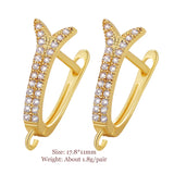 Zirconia Rhinestone Earrings Hooks for DIY Jewelry, Silver/Gold