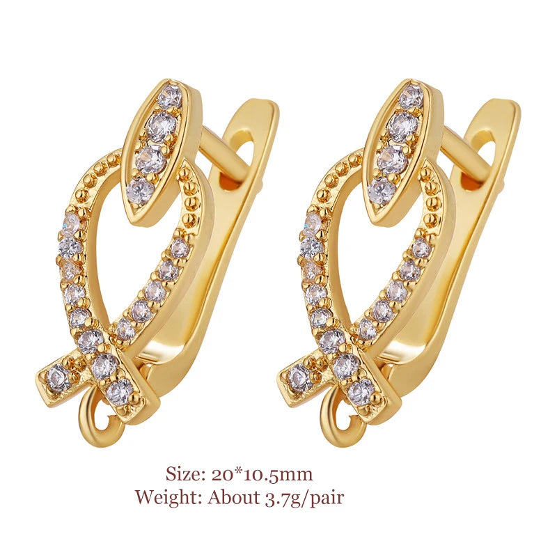 Zirconia Rhinestone Earrings Hooks for DIY Jewelry, Silver/Gold