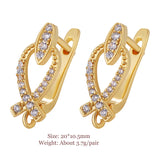 Zirconia Rhinestone Earrings Hooks for DIY Jewelry, Silver/Gold