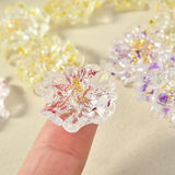 DIY South Korea INS Spring Transparent Stereo Flower Real Flowers Resin Earrings