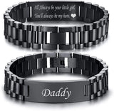 Personalized Engraved DAD Stainless Steel Bracelet Watch Band Link