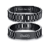 Personalized Engraved DAD Stainless Steel Bracelet Watch Band Link