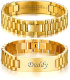 Personalized Engraved DAD Stainless Steel Bracelet Watch Band Link