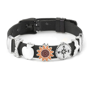 Sunflower Charm Slide Beads for Stainless Steel Mesh Bracelets
