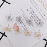 DIY 18k Retention Hollow Flower Earrings Accessories - 10pcs