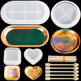 DIY Tray Crystal Epoxy Resin Mold Flat Oval Round Shape Silicone Mold