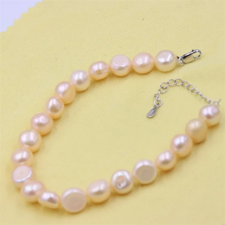 Baroque Stone Waterfresh Pearl Bracelet Silver Jewelry For Women