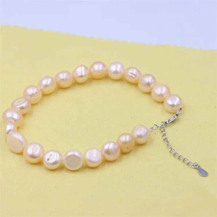 Baroque Stone Waterfresh Pearl Bracelet Silver Jewelry For Women