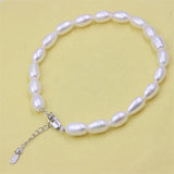 DIY Rice Waterfresh Pearl Bracelet Extended Chain Silver Jewelry Vintage Charm
