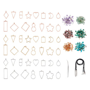 UV Resin Pendant Necklace Kit with Bezel Pendants and Chip Beads