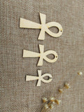 DIY Unfinished Wood Earrings Pendant Africa Ankh Shapes