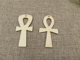 DIY Unfinished Wood Earrings Pendant Africa Ankh Shapes