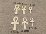 DIY Unfinished Wood Earrings Pendant Africa Ankh Shapes