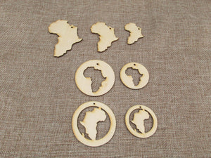 Unfinished Laser Cut Wooden Africa Map Earrings Blank Pendant