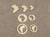 Unfinished Laser Cut Wooden Africa Map Earrings Blank Pendant
