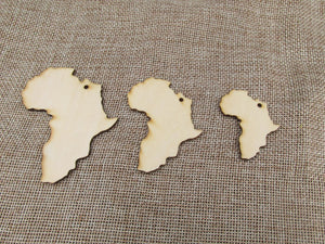Unfinished Laser Cut Wooden Africa Map Earrings Blank Pendant