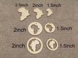 Unfinished Laser Cut Wooden Africa Map Earrings Blank Pendant