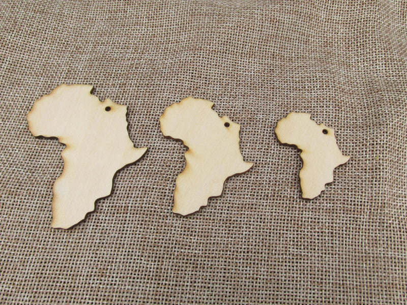 Unfinished Laser Cut Wooden Africa Map Earrings Blank Pendant