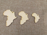 Unfinished Laser Cut Wooden Africa Map Earrings Blank Pendant