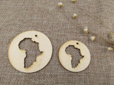 Unfinished Laser Cut Wooden Africa Map Earrings Blank Pendant