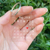Personalized Calendar KeyChain Acrylic Plate Hand Engrave Heart Date