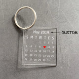 Personalized Calendar KeyChain Acrylic Plate Hand Engrave Heart Date