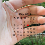 Personalized Calendar KeyChain Acrylic Plate Hand Engrave Heart Date
