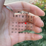 Personalized Calendar KeyChain Acrylic Plate Hand Engrave Heart Date