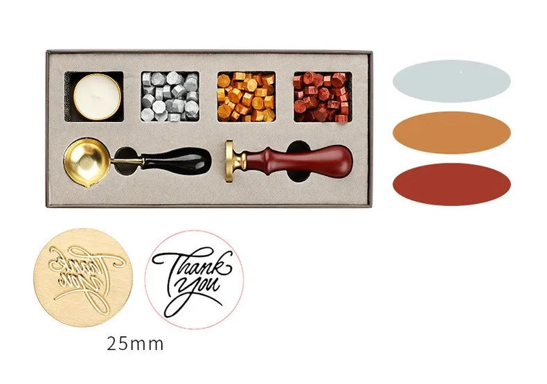 DIY Wax Seal Kit Spoon Set Box Sealing Beads Retro Wax Seal Melting Furnace