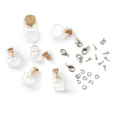 DIY Glass Bottle for Beads w/ Cork Stopper, Clasp, Eye Pin, Bail Peg & Hemp Cord