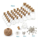 DIY Glass Bottle for Beads w/ Cork Stopper, Clasp, Eye Pin, Bail Peg & Hemp Cord