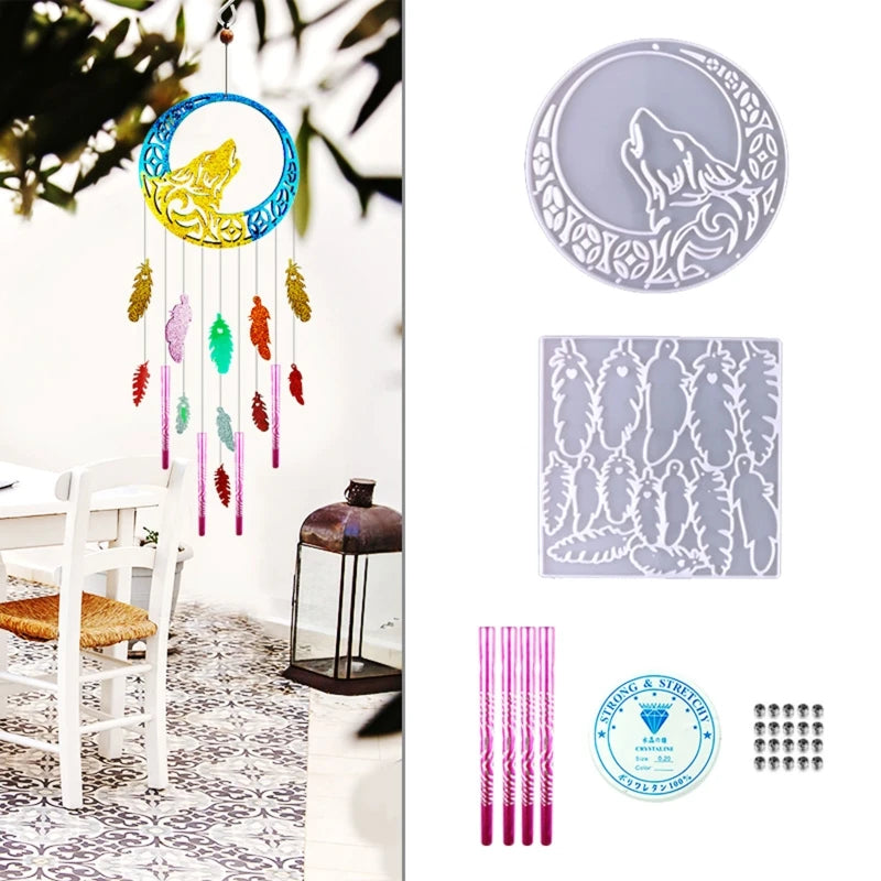 Wolf Feather Wall Hanging Wind Chime Silicone Epoxy Mold