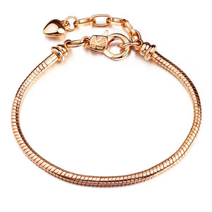Copper Plated Silver Snake Bone Bracelet with Lobster Buckle