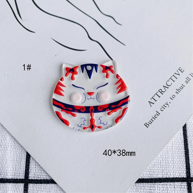 Acrylic Resin Cat Flower Patch Pendant